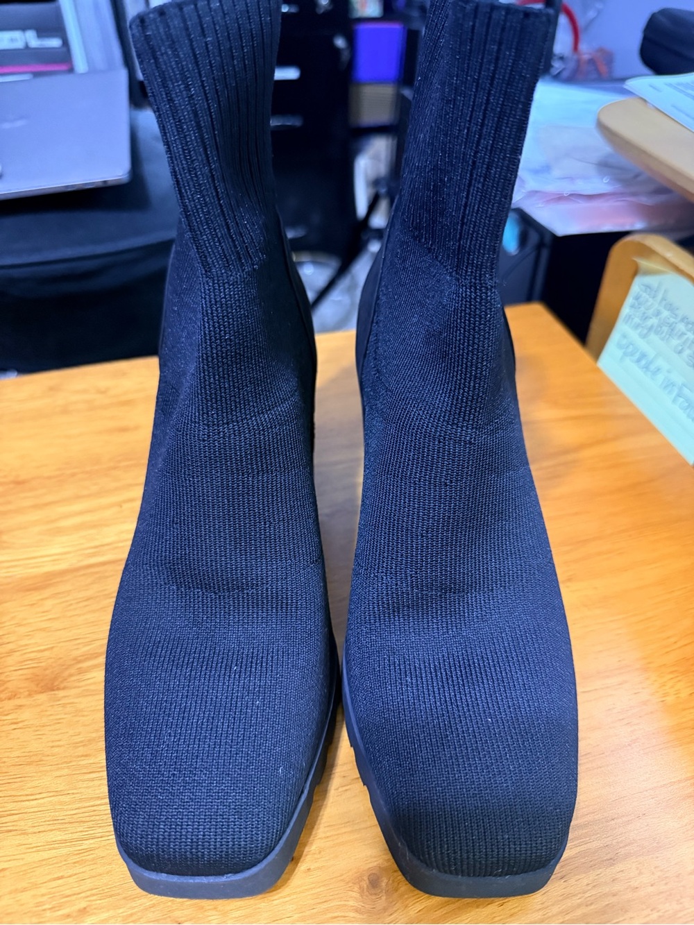 Eileen Fisher Black Knit Sock Ankle Boots